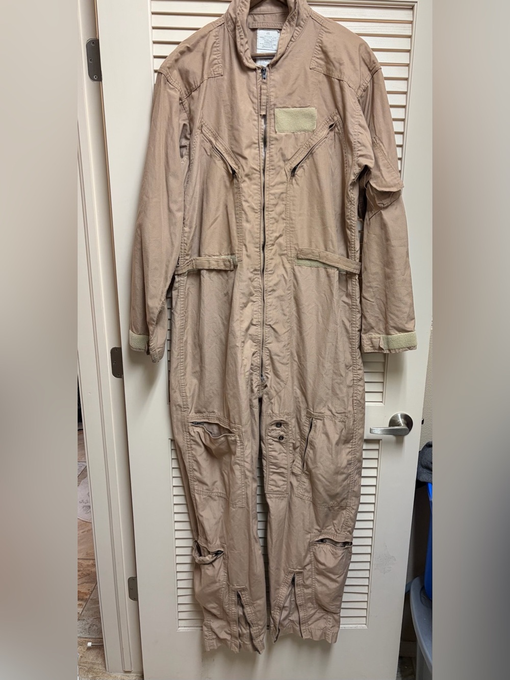 US Military Flight Suit Coveralls Tan Nomex 48L Pilot Aircrew Flyers USA VTG